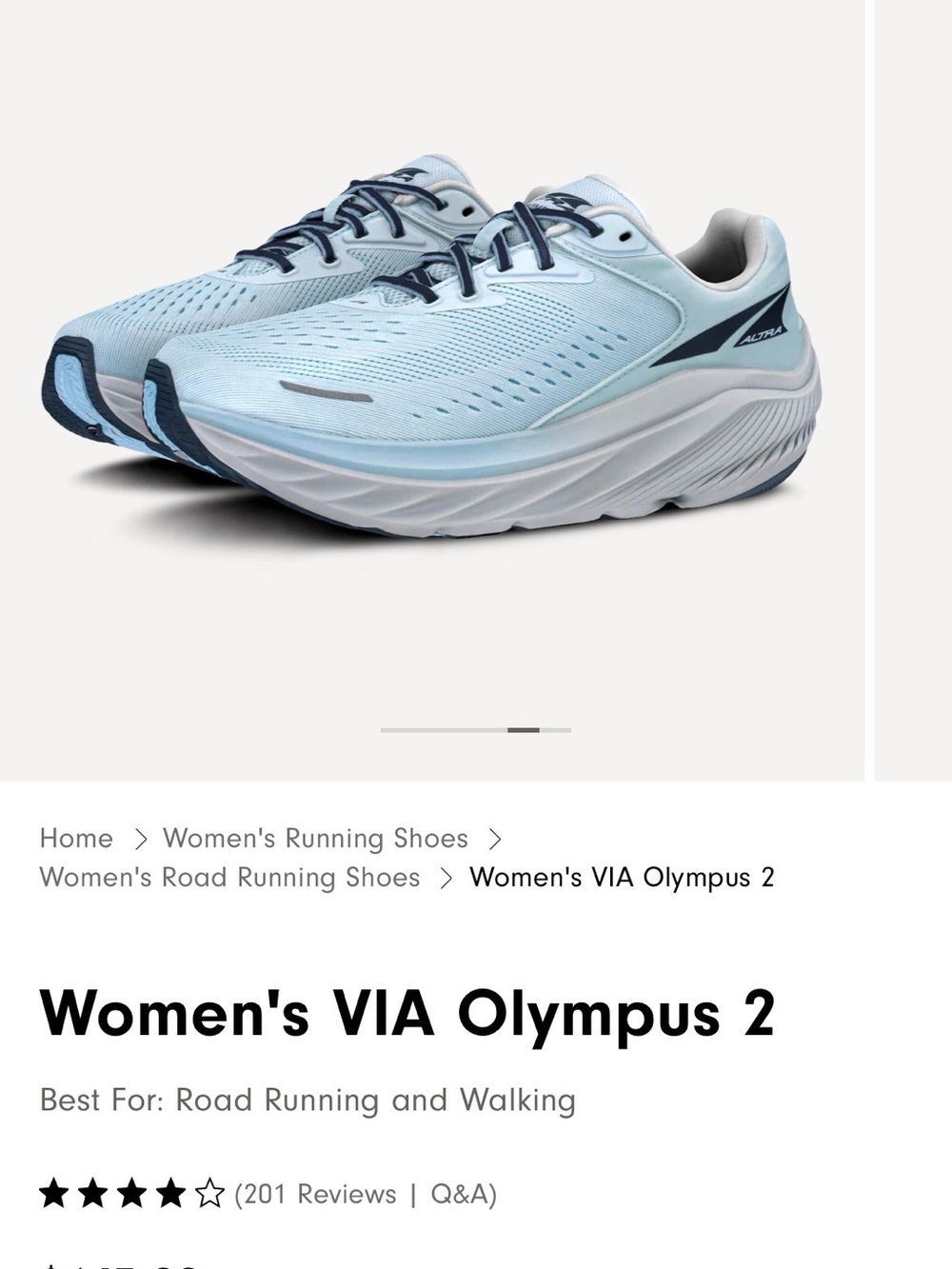 Altra Via Olympus 2 Light Blue and Navy Women's Running Shoes